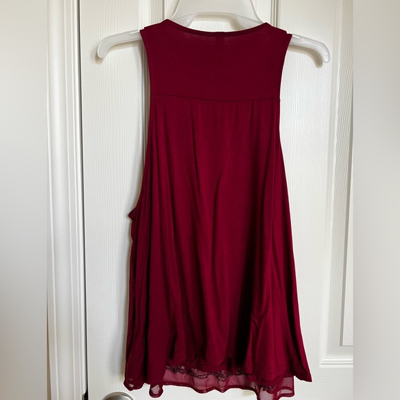 Xhilaration, Burgundy-Grey Embroidered, Beaded & Sequins Mesh Tank top. XXL. - Picture 3 of 10